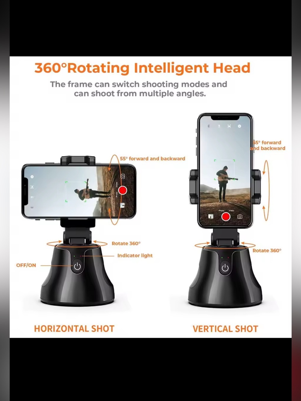 Tripod 360° Rotating Smart Phone Mount - Black